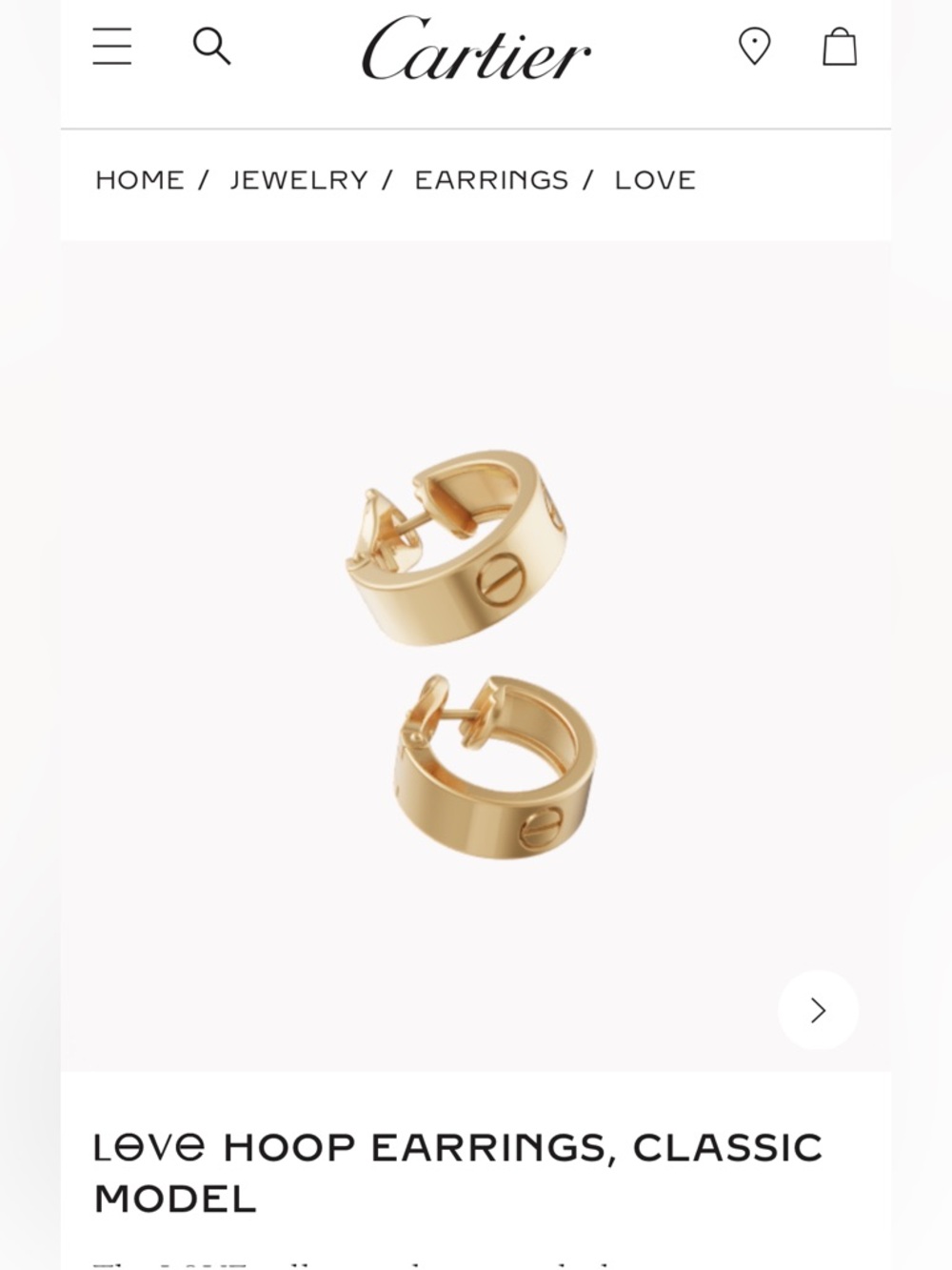 Cartier Gold Love Hoop Earrings - Picture 6 of 11